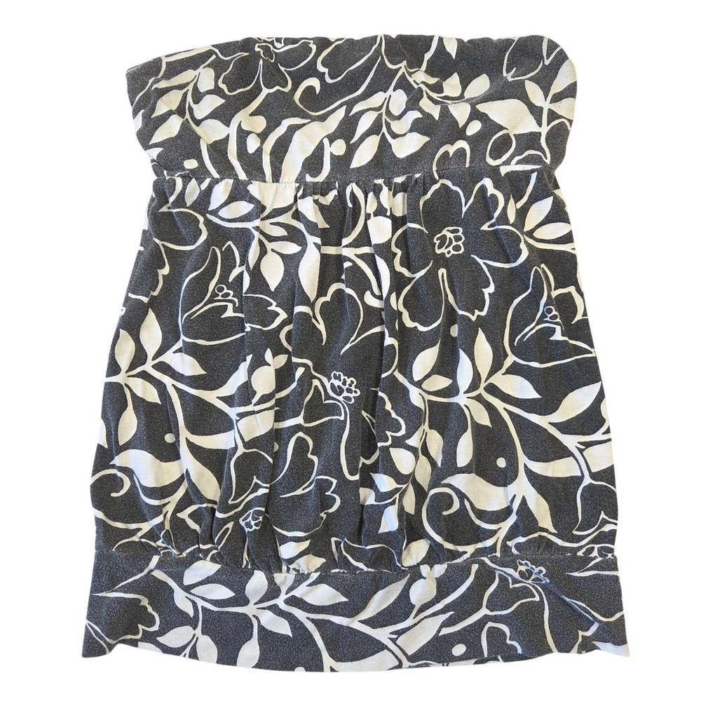 Y2k American Eagle Womens Tube Top Floral Gray Strapless XL 2000s Preppy Bratz